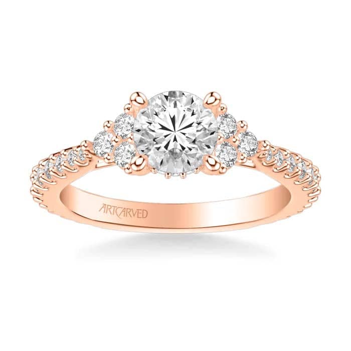 Load image into Gallery viewer, ArtCarved &amp;quot;Clio&amp;quot; Diamond Engagement Ring Semi-Mounting in 14K Rose Gold
