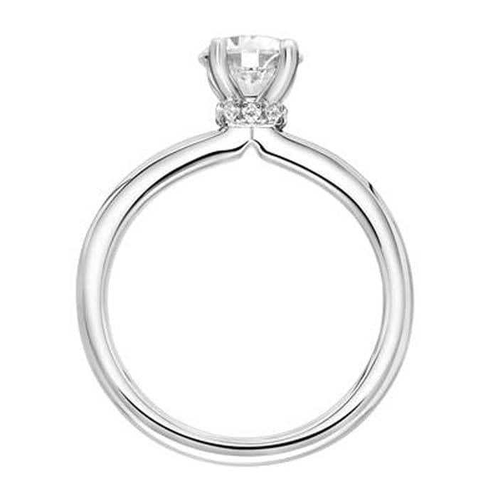 Load image into Gallery viewer, ArtCarved .07CTW Oval Classic Solitaire Engagement Ring Semi-Mounting with Diamond Collar in 14K White Gold
