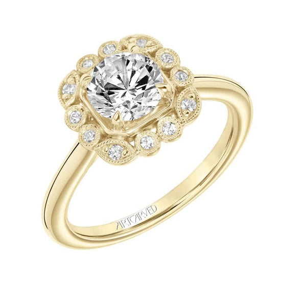 Load image into Gallery viewer, Artcarved &amp;quot;Mabel&amp;quot; .12TW Engagement Ring Semi-Mounting in 14K Yellow Gold
