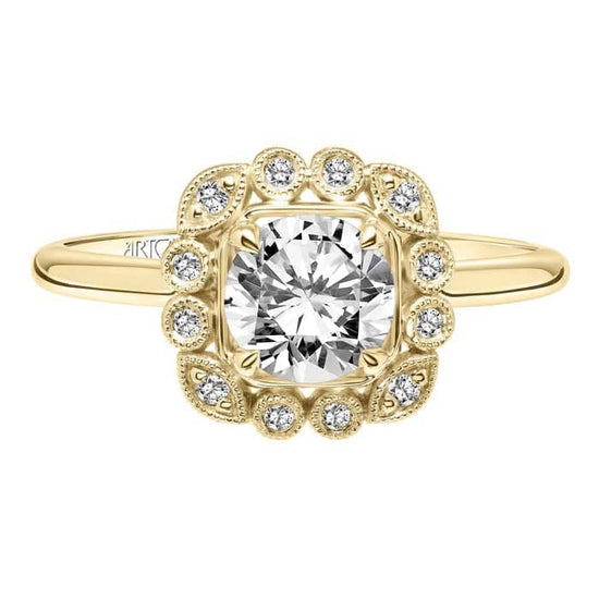 Load image into Gallery viewer, Artcarved &amp;quot;Mabel&amp;quot; .12TW Engagement Ring Semi-Mounting in 14K Yellow Gold
