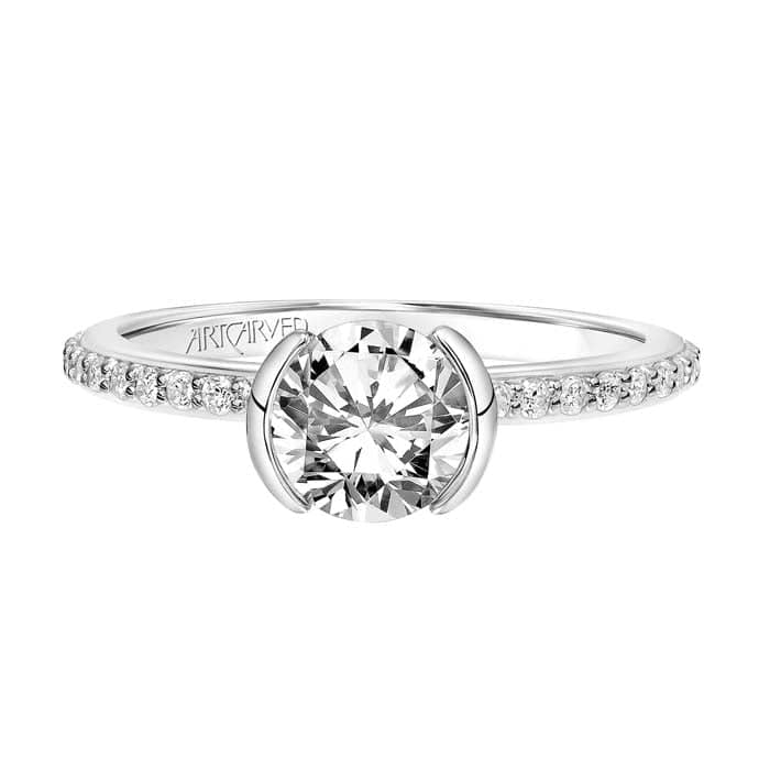 Load image into Gallery viewer, ArtCarved &amp;quot;Gray&amp;quot; Diamond Engagement Ring Semi-Mounting in 14K White Gold
