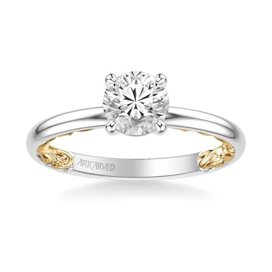 Load image into Gallery viewer, Artcarved &amp;quot;Beryl&amp;quot; Lyric Collection Engagement Ring Semi-Mounting in 14K White and Yellow Gold
