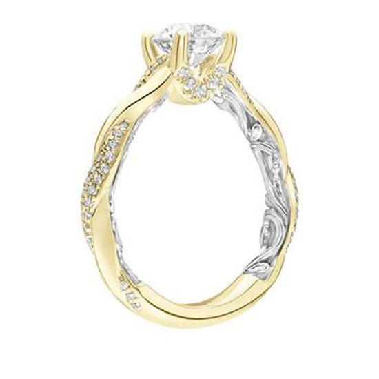 Load image into Gallery viewer, ArtCarved &amp;quot;Starla&amp;quot; Lyric Collection Pave&amp;#39; Twist Engagement Ring Semi-Mounting in  14K Yellow and White Gold
