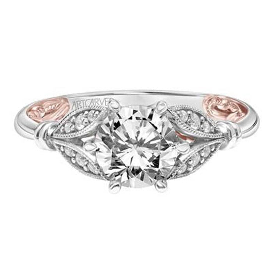 ArtCarved "Credence" Lyric Collection Engagement Ring Semi-Mounting in 14K White Gold and Rose Gold