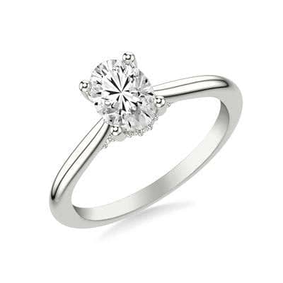 Mountz Collection .70CT Oval Center Diamond Solitaire Engagement Ring in 14K White Gold