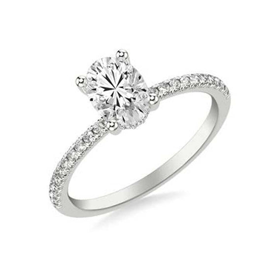 Mountz Collection 1.00ct Oval Center Classic Diamond Engagement Ring in 14K White Gold