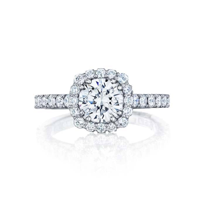Tacori Full Bloom Collection Engagement Ring Semi Mount 18K White Gold with Diamonds