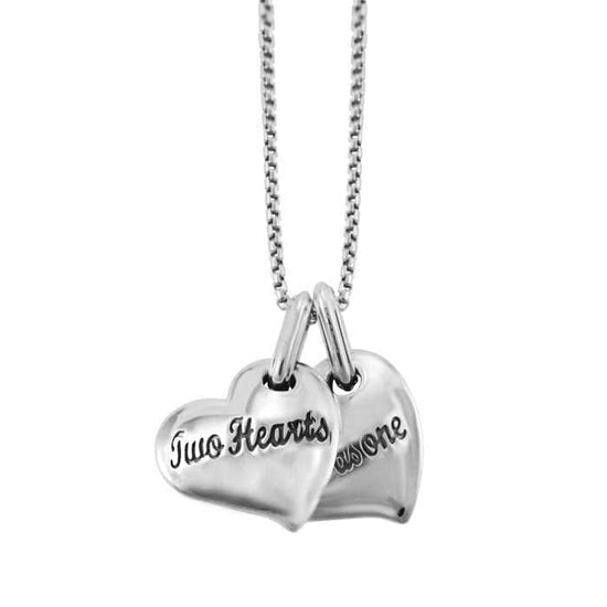 Charles Krypell Two Hearts Beat as One Collection Small Engraved Sterling Silver Double Pendant