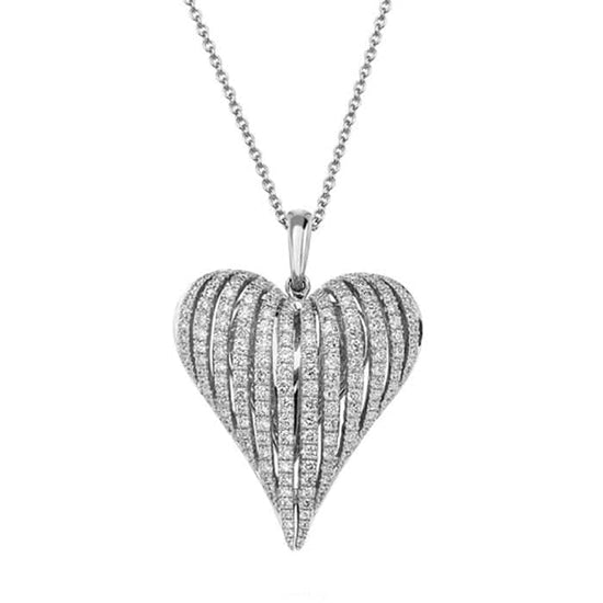 Charles Krypell Precious Pastel Large Angel Heart Pendant in 18K White Gold