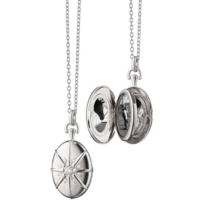 Load image into Gallery viewer, Monica Rich Kosann White Sapphire 4-Image Midi Locket in Sterling Silver
