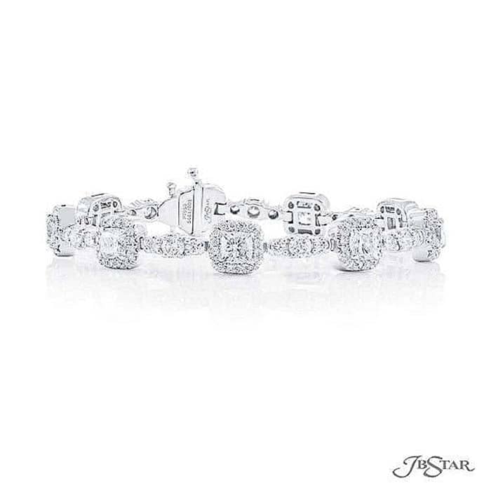 Load image into Gallery viewer, J B Star 7&amp;quot; Cushion and Round Diamond Bracelet in Platinum
