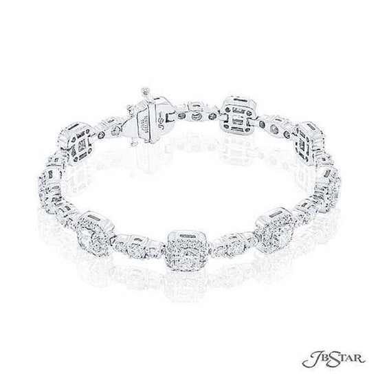 Load image into Gallery viewer, J B Star 7&amp;quot; Cushion and Round Diamond Bracelet in Platinum
