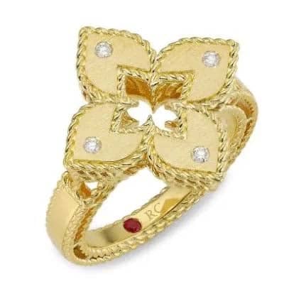 Roberto Coin Diamond Venetian Princess Ring in 18K Yellow Gold