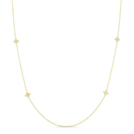 Roberto Coin 36" 10-Station Diamond Love by the Inch Necklace in 18K Yellow Gold