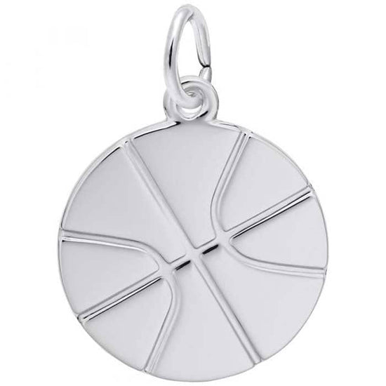 Load image into Gallery viewer, Rembrandt Flat Basketball Charm in Sterling Silver
