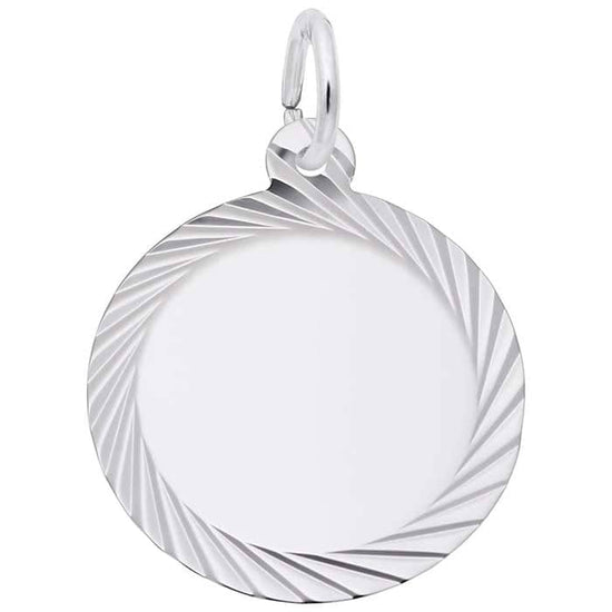 Rembrandt Small Diamond Faceted Disc Charm in Sterling Silver