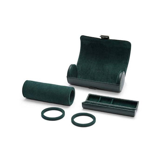 Load image into Gallery viewer, Wolf Designs British Racing Green Triple Watch Roll Travel Pack
