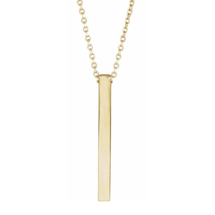 Load image into Gallery viewer, Mountz Collection Engravable Vertical Bar Pendant in 14K Yellow Gold
