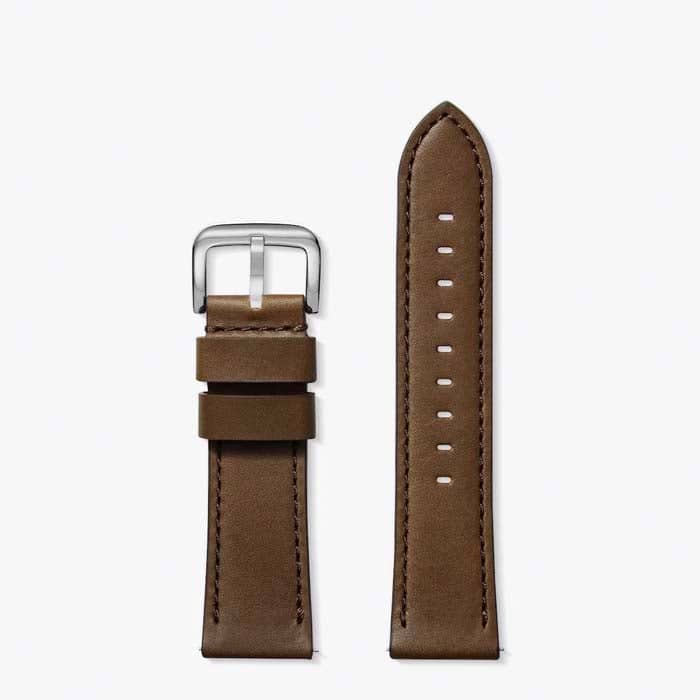 Shinola 24MM Regular Length Quick Release Dark Nut Brown Aniline Leather Watch Strap with Stainless Buckle