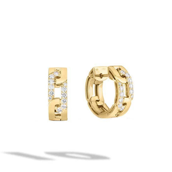 Load image into Gallery viewer, Roberto Coin Navarra Diamond Huggie Earrings in 18K Yellow Gold
