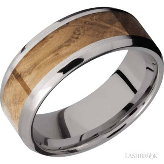 Load image into Gallery viewer, Lashbrook 8MM Wedding Band with Hardwood Inlay in Titanium
