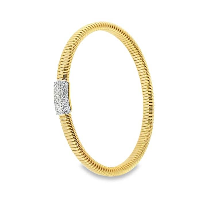 Antonio Papini Diamond Flexible Bangle Bracelet in 18K Yellow Gold
