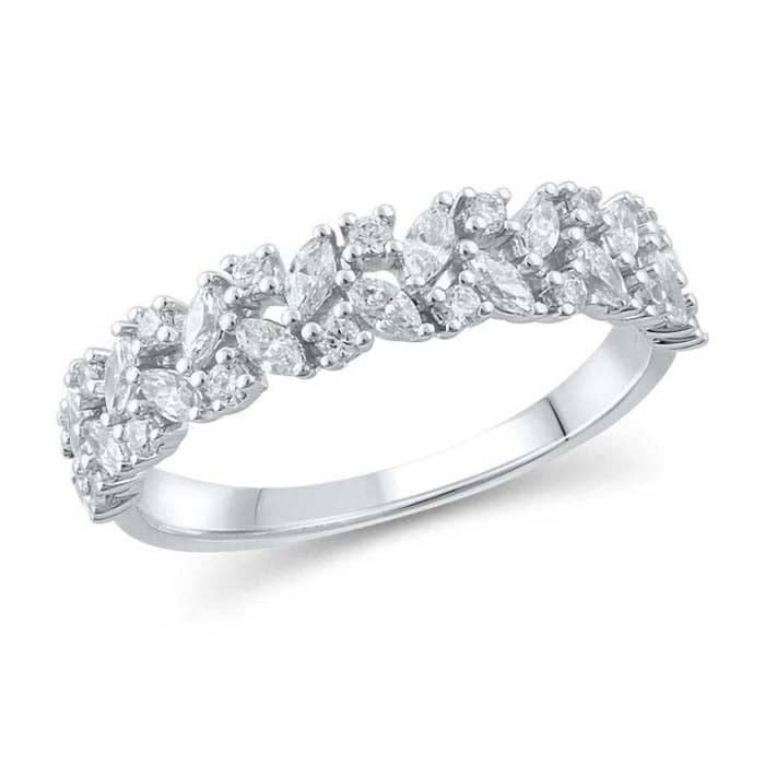Mountz Collection Marquise and Round Diamond Band in 14K White Gold