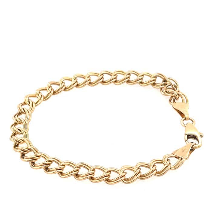 Load image into Gallery viewer, Estate Double Link Charm Bracelet in 14K Yellow Gold
