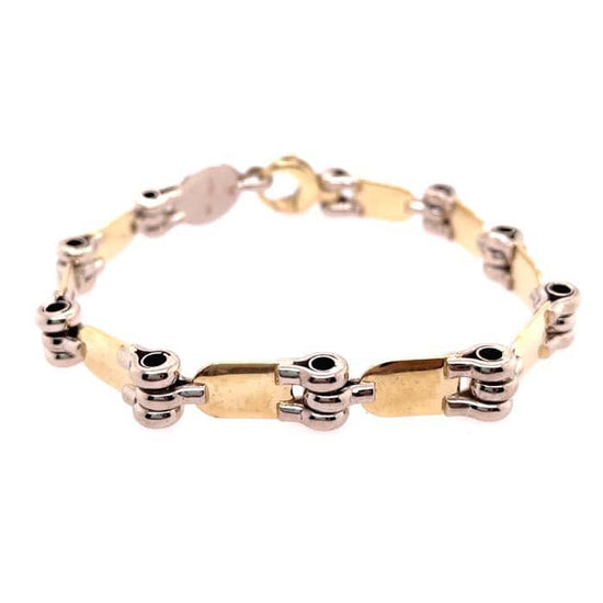 Estate Fancy Link Bracelet by Baraka in 14K Yellow and White Gold