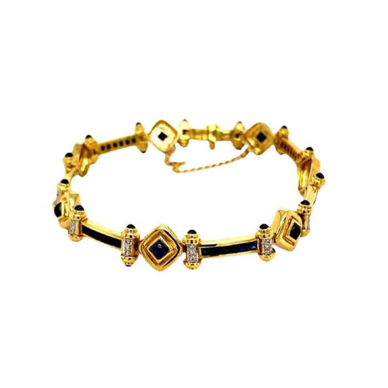 Load image into Gallery viewer, Estate 7&amp;quot; Blue Sapphire Bracelet in 18K Yellow Gold
