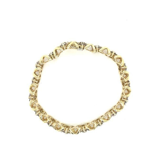 Estate 4.00 ctw Diamond X O Bracelet in 14K Yellow Gold