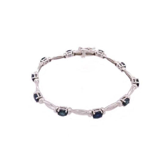 Mountz Collection Sapphire Bracelet with Twisted Links in 14K White Gold
