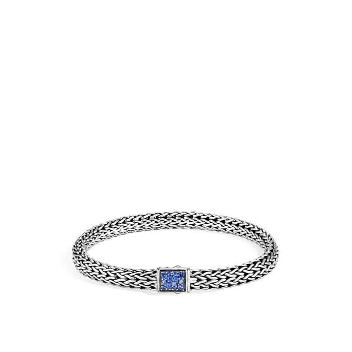 John Hardy Classic Chain Collection Sterling Silver Reversible Blue Sapphire and Black Sapphire Small Bracelet