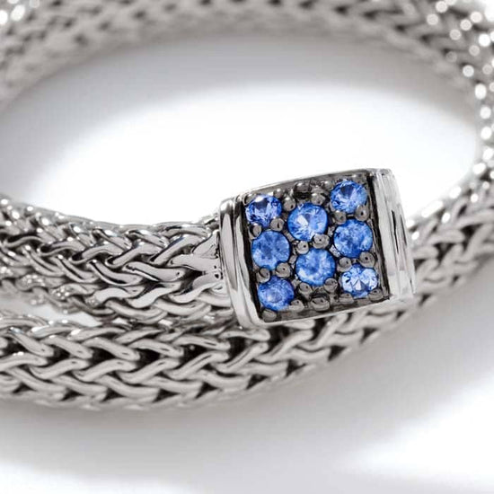 John Hardy Blue Sapphire Extra Small Classic Chain Bracelet in Sterling Silver, Size Large