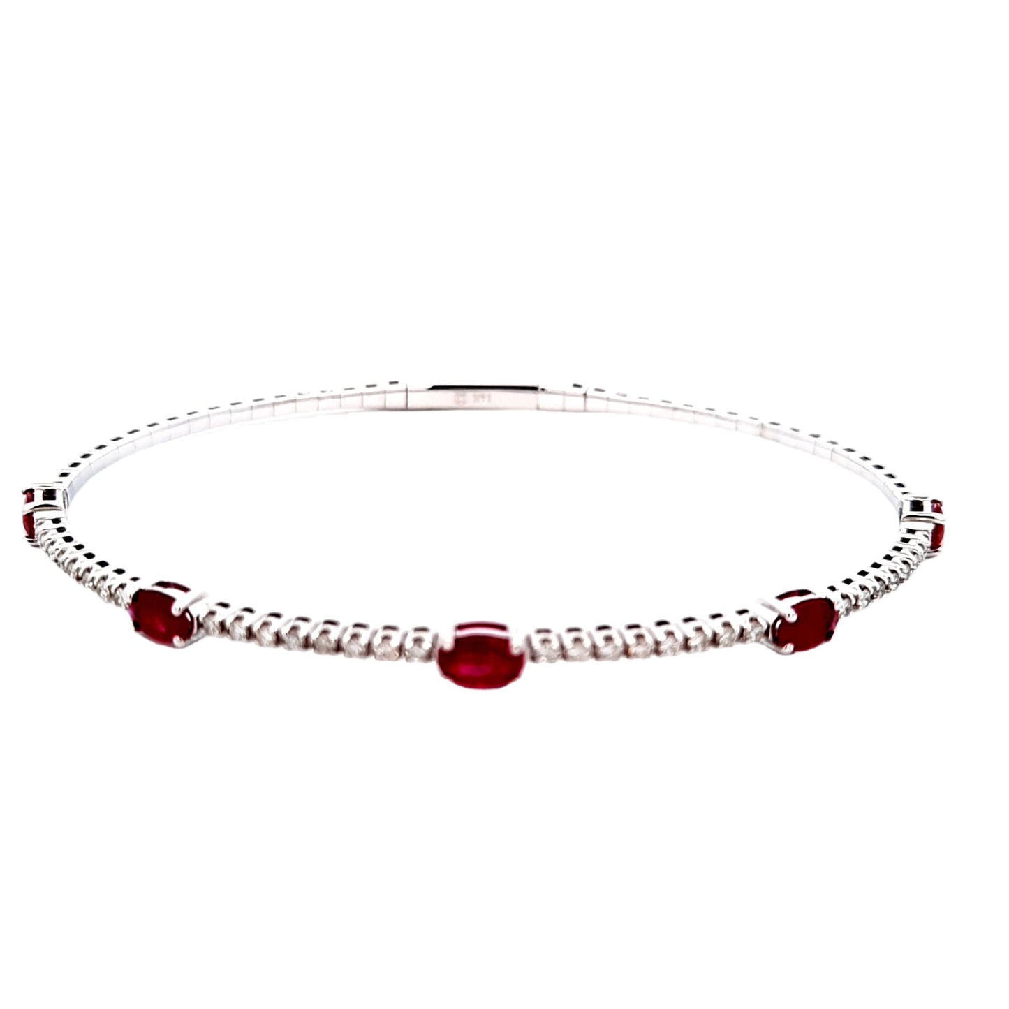 Load image into Gallery viewer, Mountz Collection Diamond and Ruby Flexible Bangle in 14K White Gold
