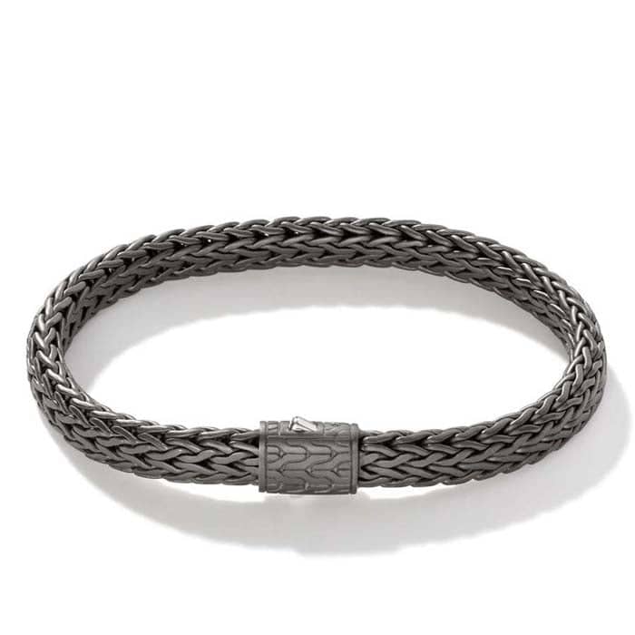 John Hardy Men's Classic Chain Matte Black Bracelet in Sterling Silver