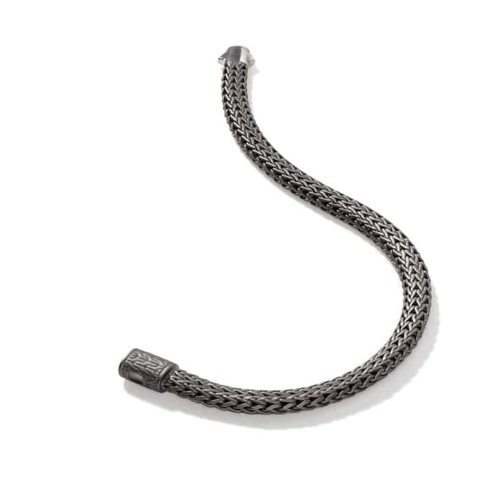 Matte Black Flat Classic Chain Bracelet S/S - 6.5MM, Black R...