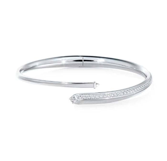 De Beers Forevermark Avaanti Pavé Bypass Bangle in 18K White Gold