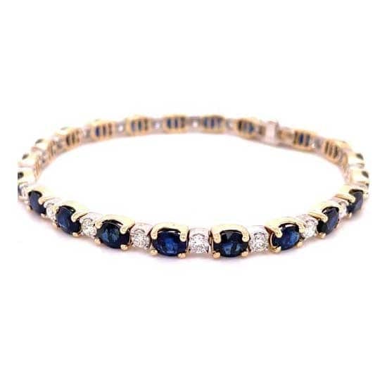 Mountz Collection Sapphire and Diamond Bracelet in 14K Yellow and White Gold