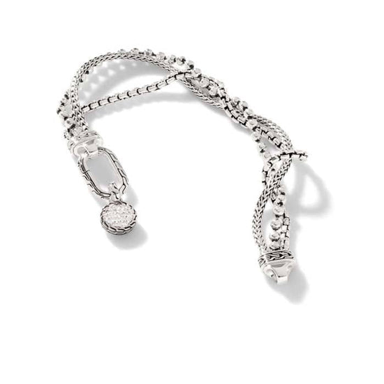 Load image into Gallery viewer, John Hardy Classic Chain Amulet Connector Triple Row Bracelet in Sterling Silver
