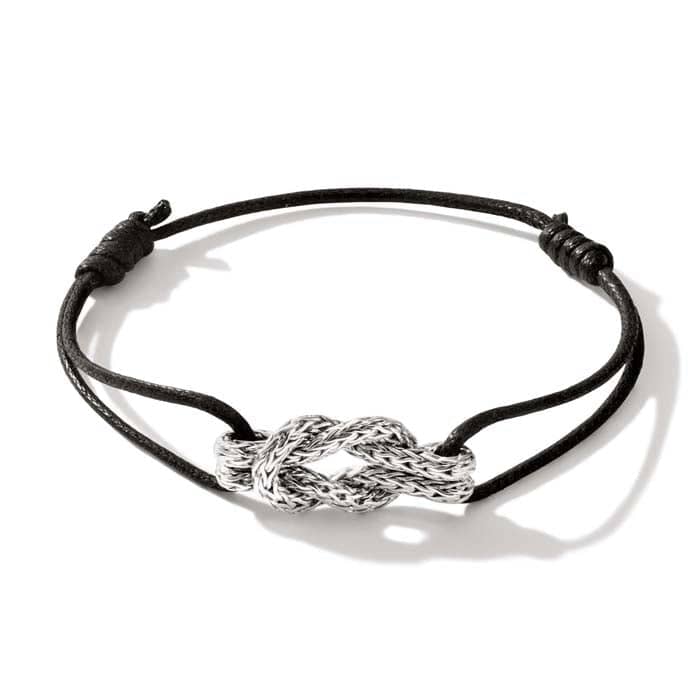 John Hardy Love Knot Black Cord Bracelet in Sterling Silver