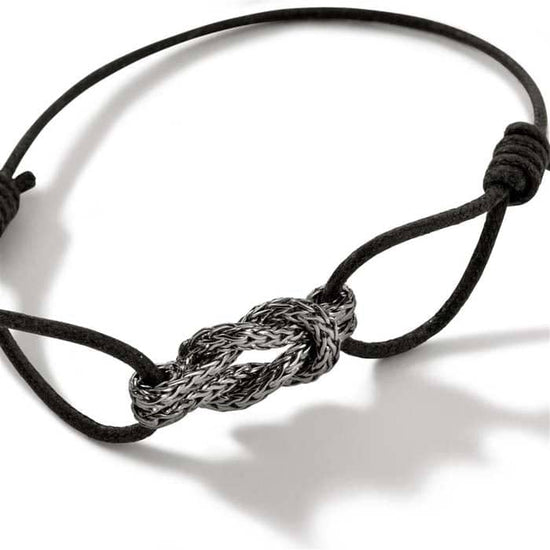 John Hardy Love Knot Black Cord Bracelet in Sterling Silver with Black Rhodium