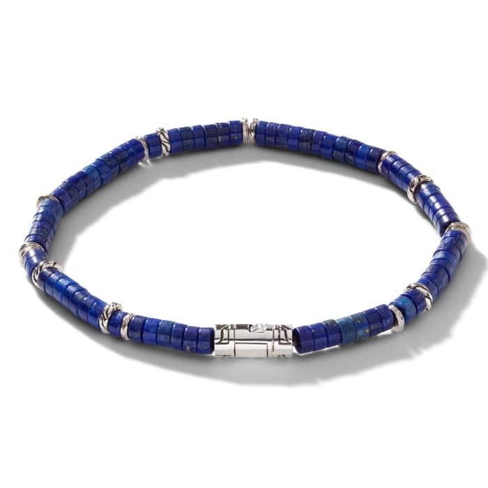 John Hardy Classic Chain Heishi Lapis Lazuli Bracelet in Sterling Silver