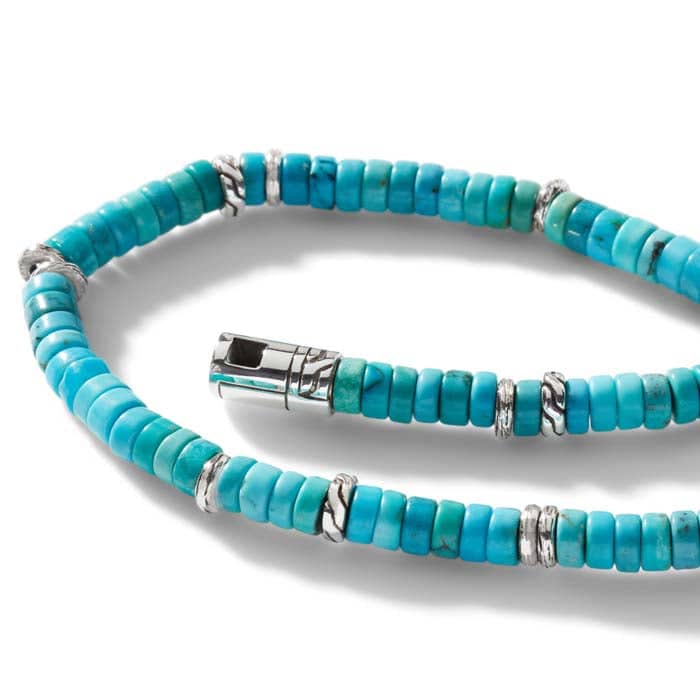 Load image into Gallery viewer, John Hardy Classic Chain Heishi Turquoise Bracelet in Sterling Silver
