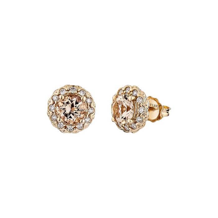 Load image into Gallery viewer, Le Vian Earrings featuring Peach Morganite and Vanilla Diamonds in 14K Strawberry Gold
