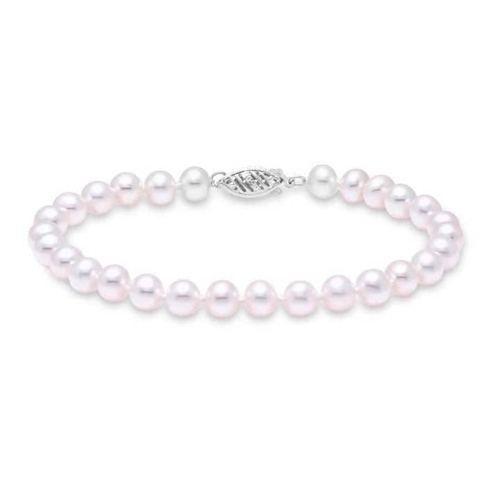 Mountz Collection 6-6.5MM Cultured Pearl Strand Bracelet with 14K White Gold Clasp