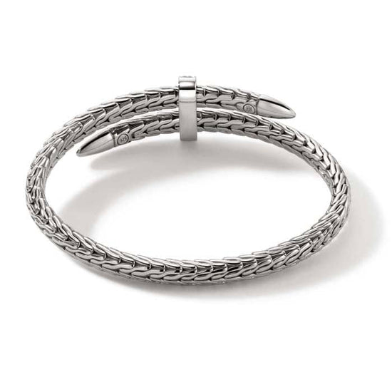 John Hardy Spear Collection Diamond Bypass Flex Cuff in Sterling Silver