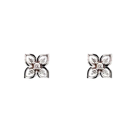 Mountz Collection Diamond Flower Earrings in 14K White Gold