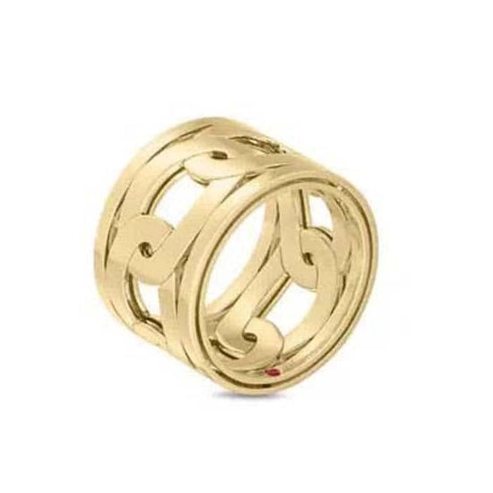 Roberto Coin Wide Band Navarra Ring in 18K Yellow Gold