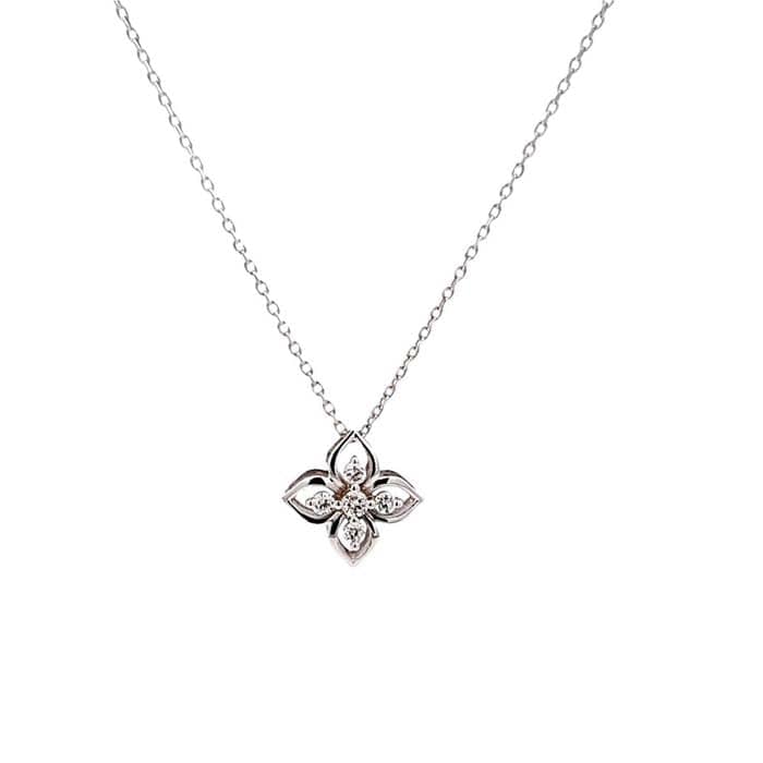 Load image into Gallery viewer, Mountz Collection Diamond Flower Pendant Necklace in 14K White Gold

